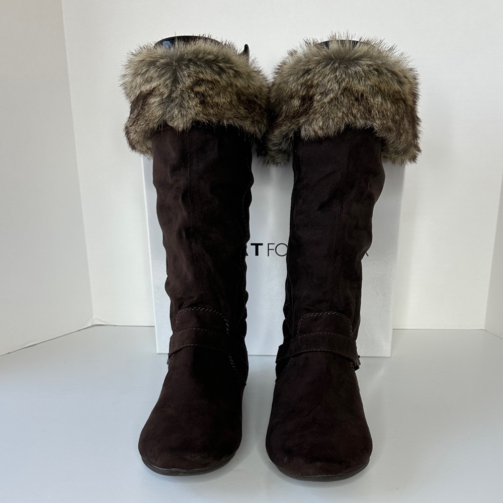 Report Women's Ellison Faux Suede Faux Fur Lined Boots Size 10M Brown‎